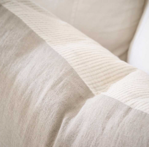 Marina Reversible Pillowcase Set - White With Natural Stripe