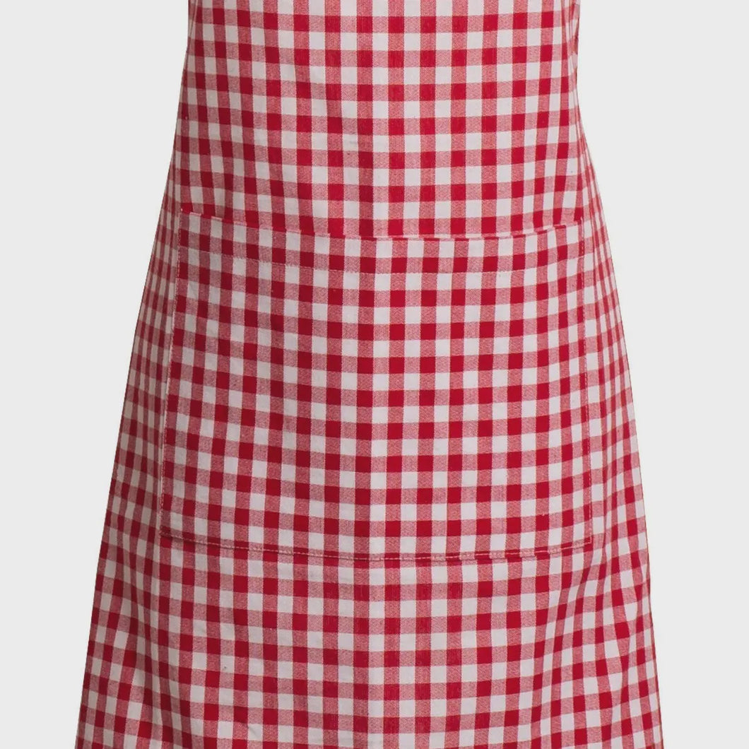 Gingham Check Apron - Red