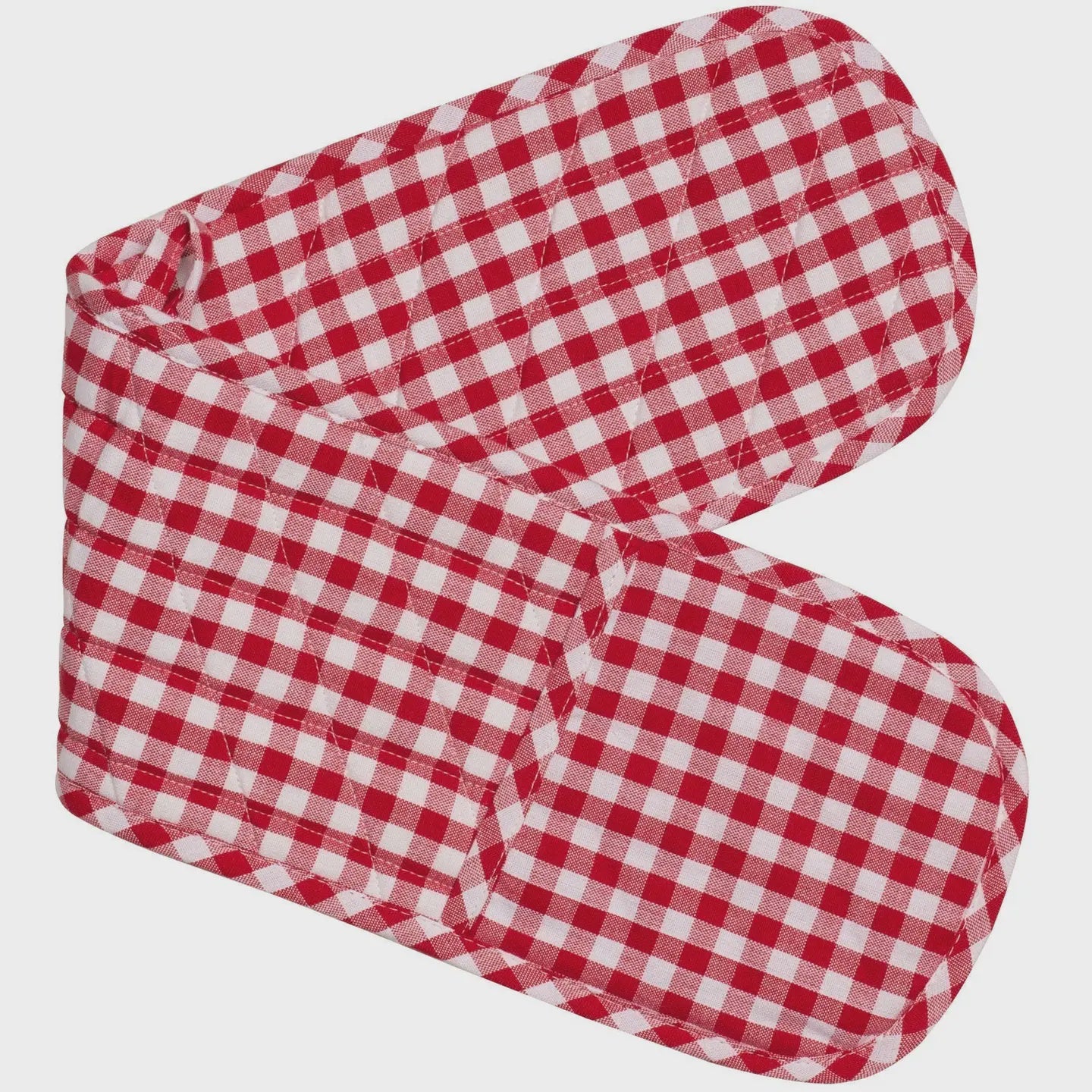 Gingham Double Mitts - Red