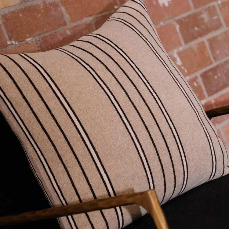 Gramercy Cushion - Natural/Black/White Stripe