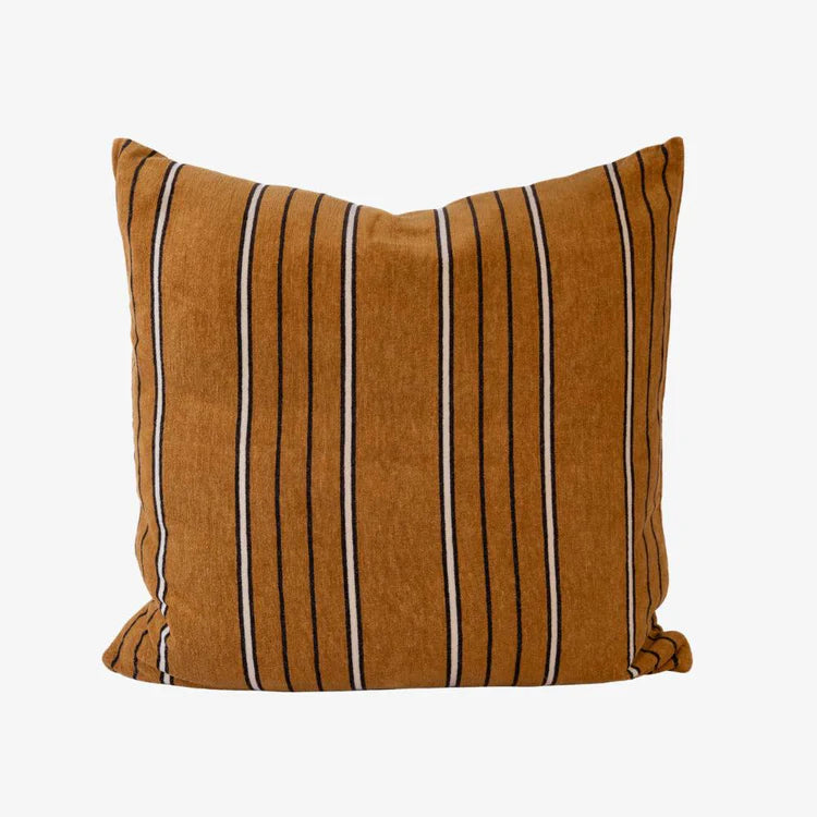 Gramercy Cushion - Mustard/Black/White Stripe