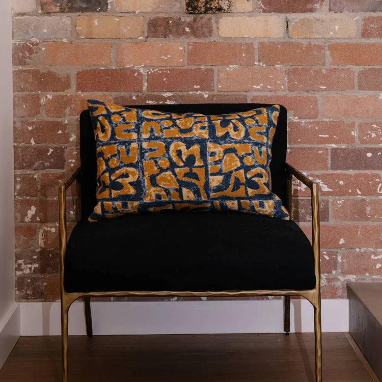 PeeKay Cushion - Blue & Mustard