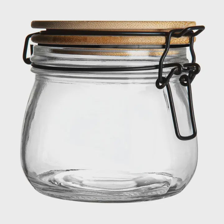 Glass Storage Jar With Wooden Lid - 500ml