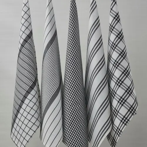 Milan Tea Towels Check & Stripe Designs - Black