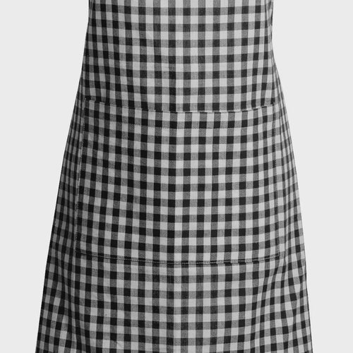 Gingham Check Apron - Black