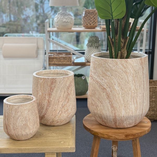 Arc Travertine Planter - Natural