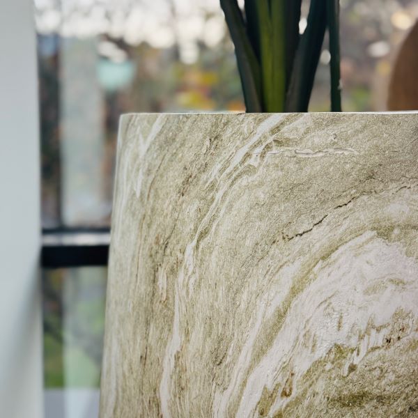 Arc Travertine Planter - Sage