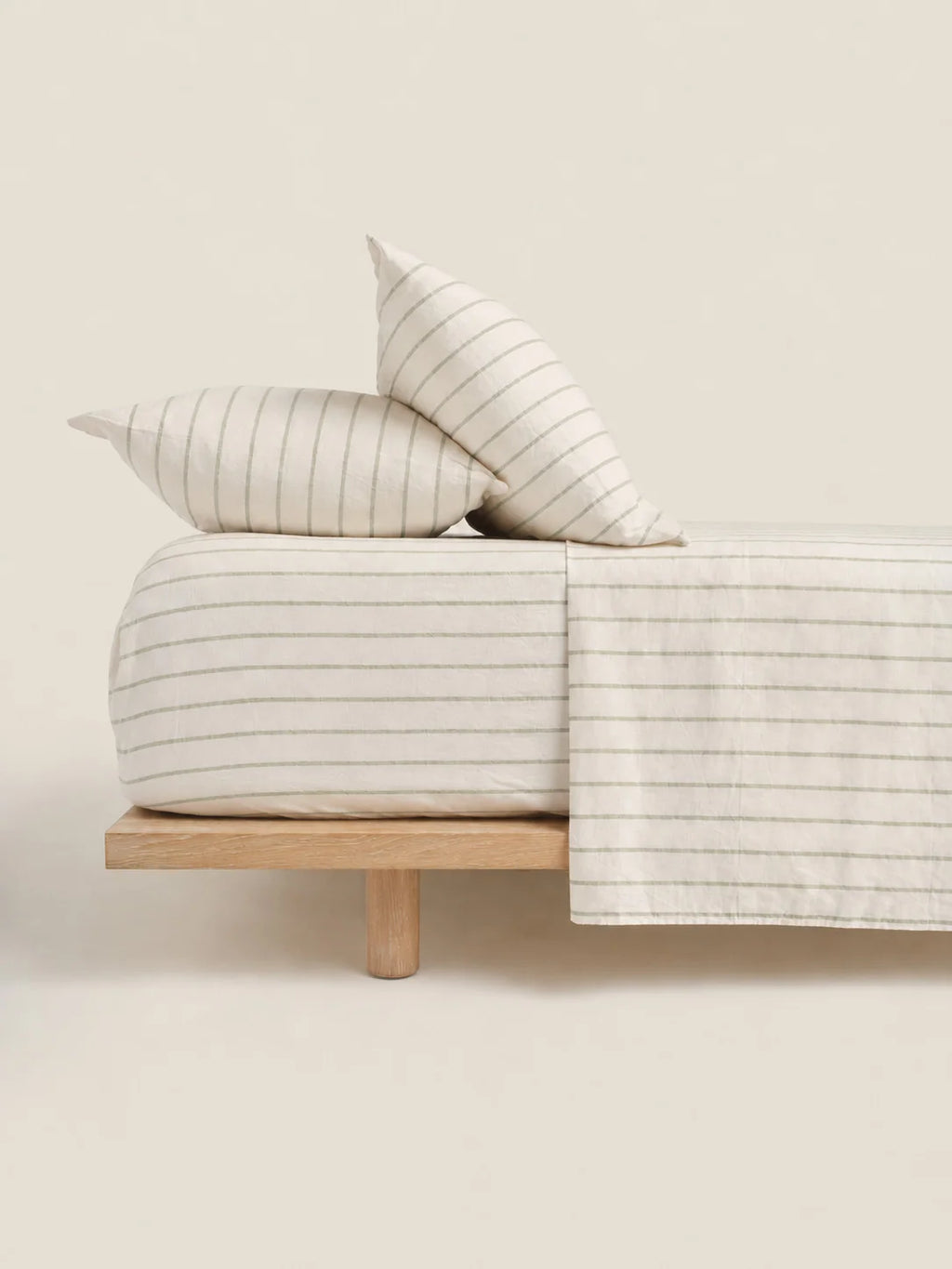 Standard Pillowcase Set - Sage Stripes