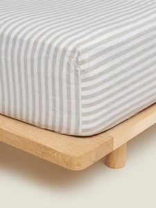 Fitted Sheet - Wide Natural Stripes