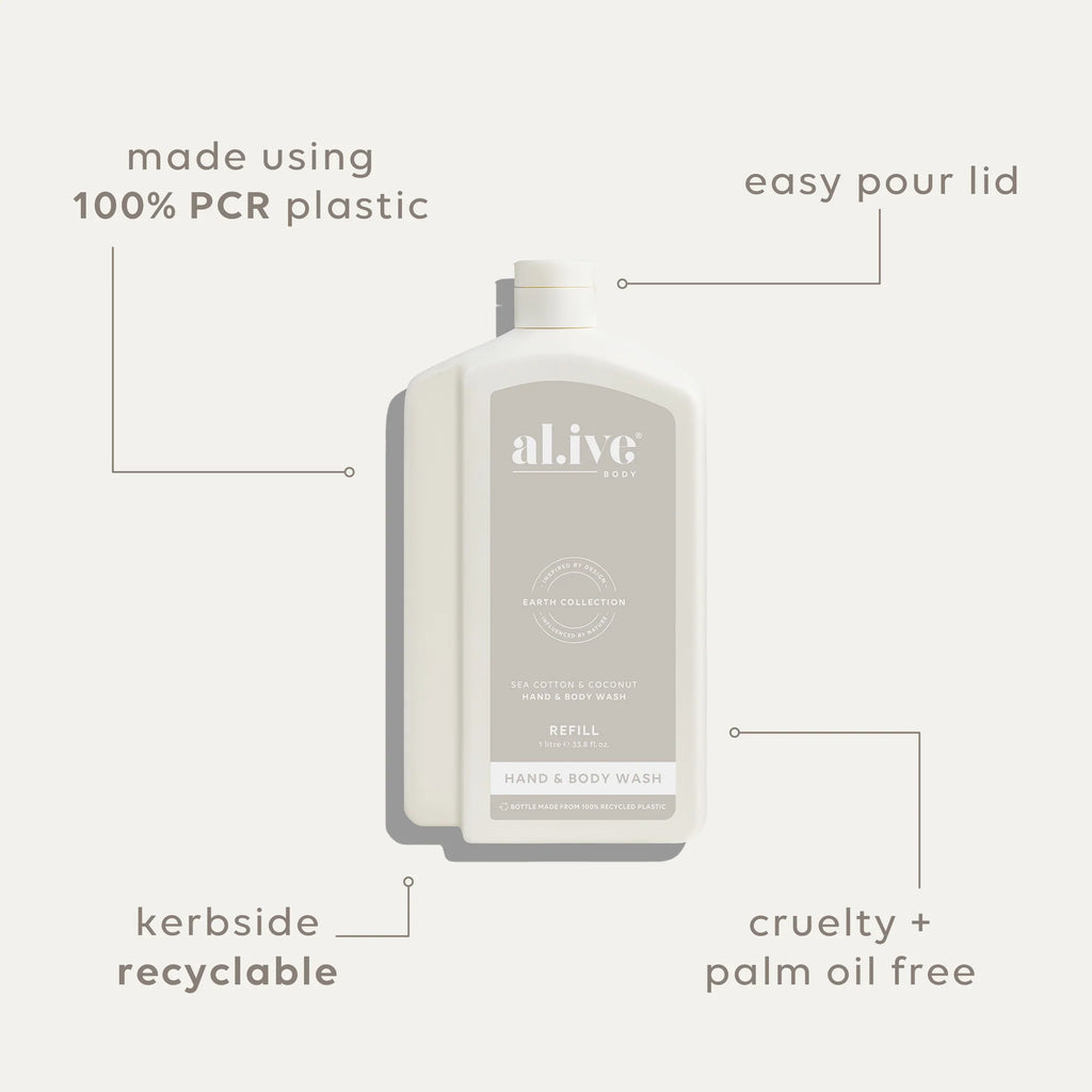 Wash Refill Bottle - Sea Cotton & Coconut