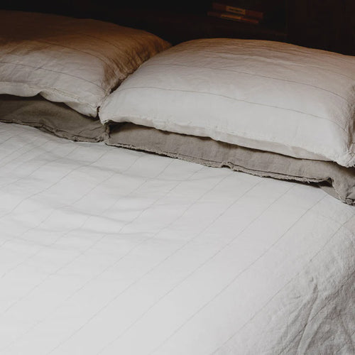 Standard Pillowcase Set - Off White With Natural Stripe