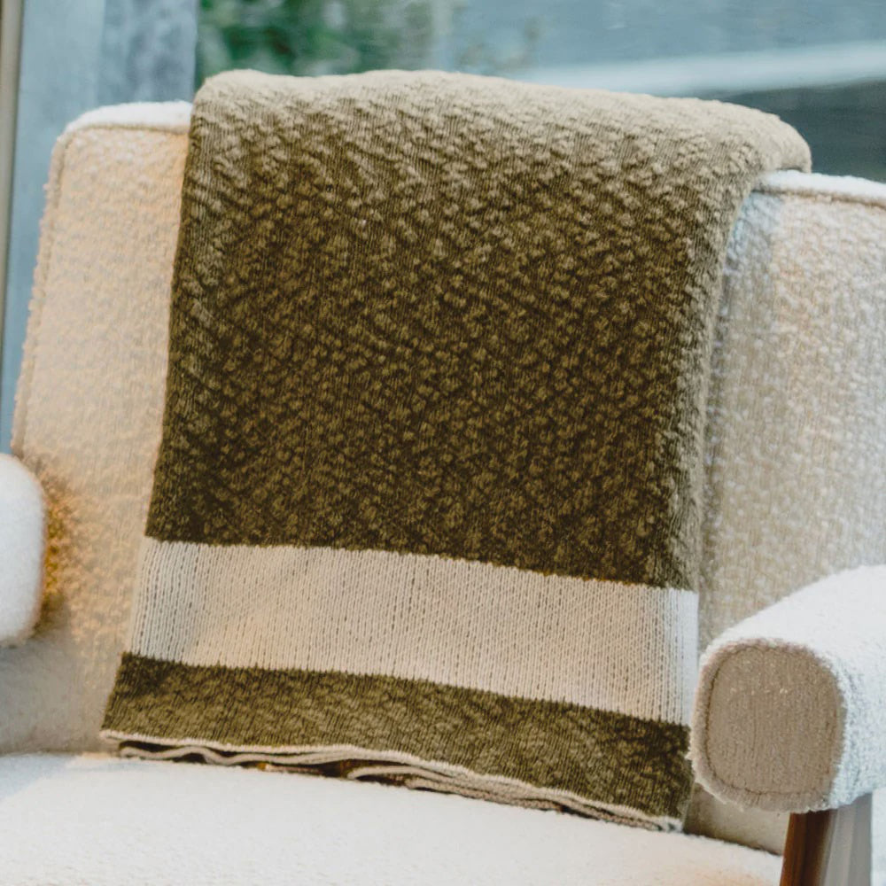 Zen Throw - Olive & White
