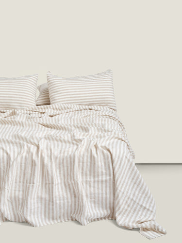 Flat Sheet - Wide Natural Stripes