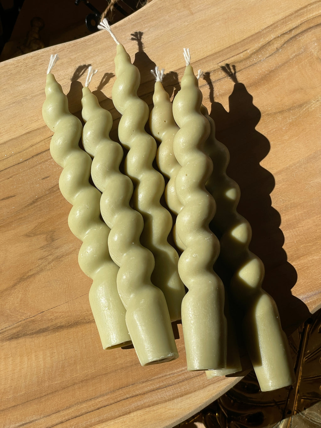 Spiral Taper Candle - Olive