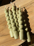 Spiral Taper Candle - Olive