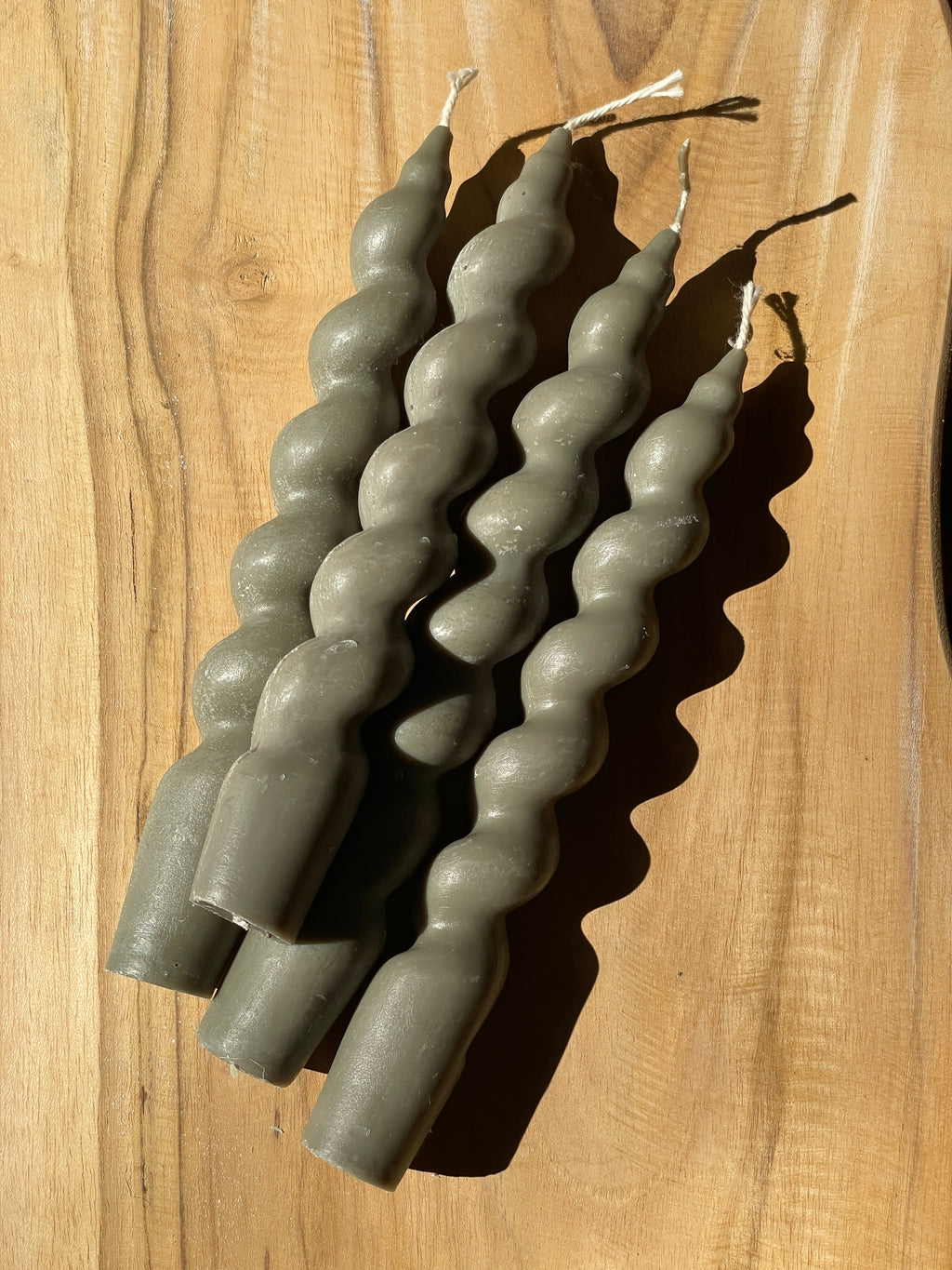 Spiral Taper Candle - Khaki