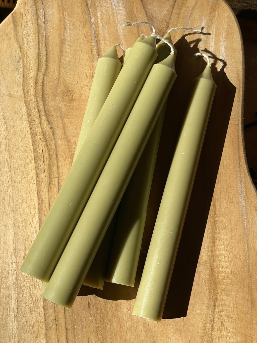 Thin Taper Pillar Candle Medium - Olive