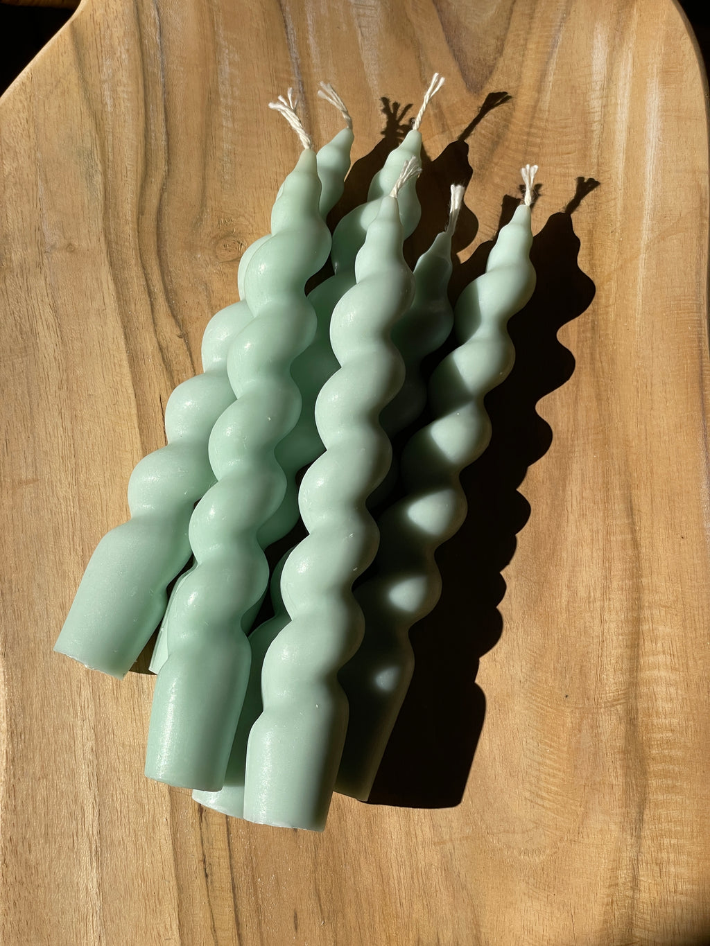 Spiral Taper Candle - Mint Green