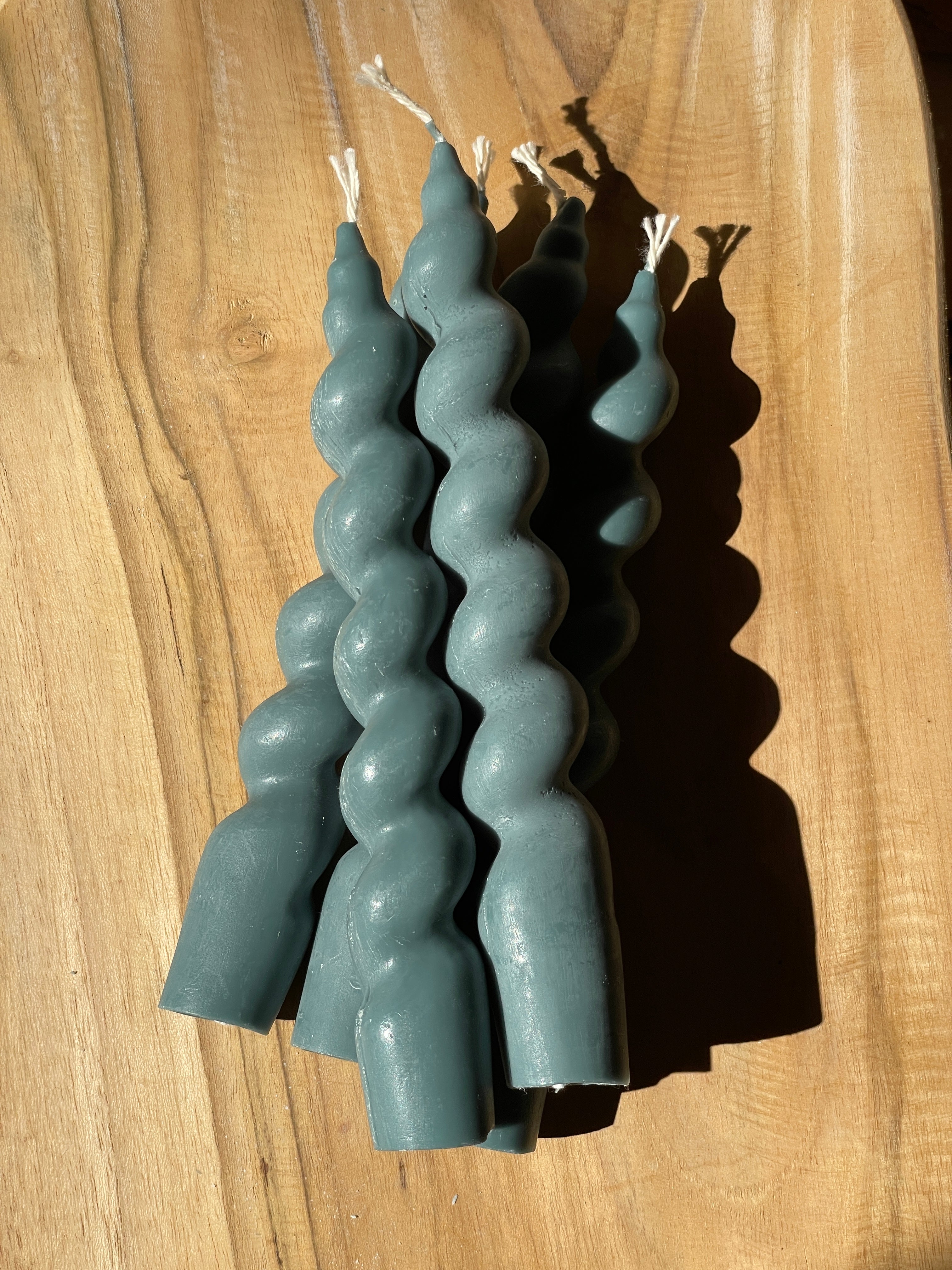 Spiral Taper Candle - Teal