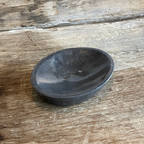 Oval Stone Soap Dish - Charcoal Grey