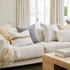 Ribbon Cushion - White/Butter/Grey