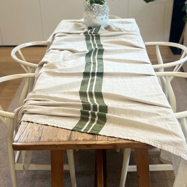 Tablecloth - Olive Stripe