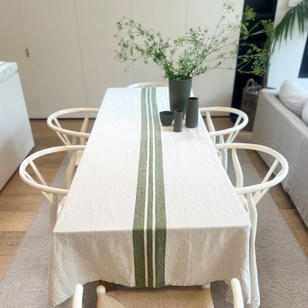 Tablecloth - Olive Stripe