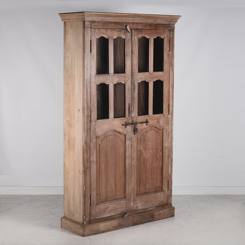Vintage Natural Timber Cabinet - With Glass Display