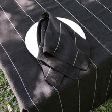 Carter French Linen Napkin Set - Black With White Stripe