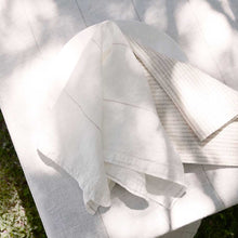 Carter French Linen Napkin Set - White With Natural Stripe