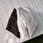 Carter French Linen Napkin Set - Black With White Stripe