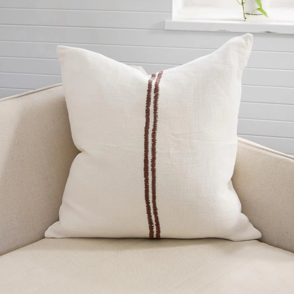 Orion Cushion - White/Chocolate