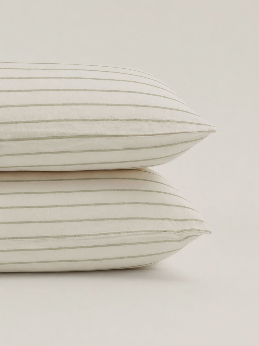 Standard Pillowcase Set - Sage Stripes