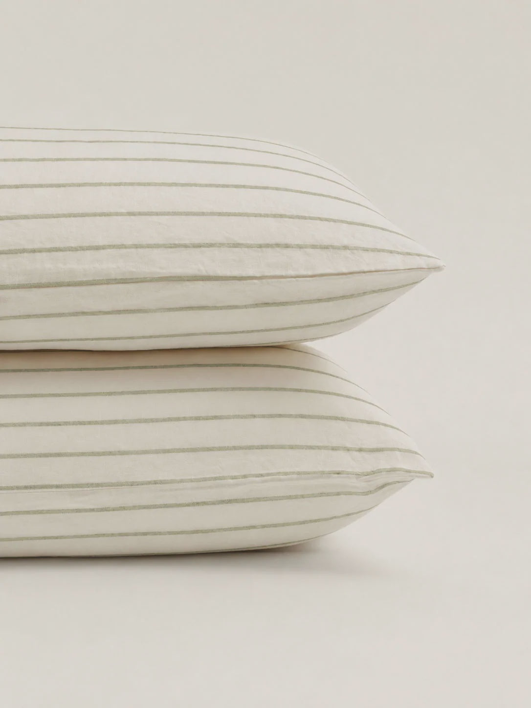 Standard Pillowcase Set - Sage Stripes