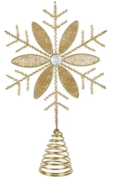 Gold Beaded Snowflake Tree Topper