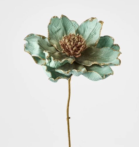 Glitter Edged Flower Stem Seafoam Green