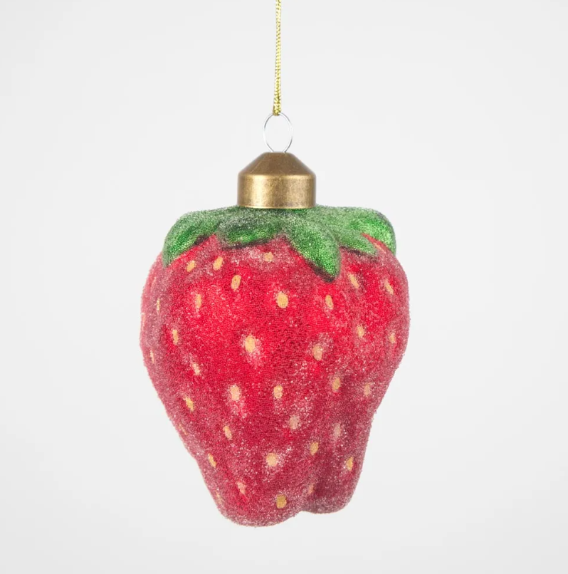 Sugared Strawberry Decoration Large Red