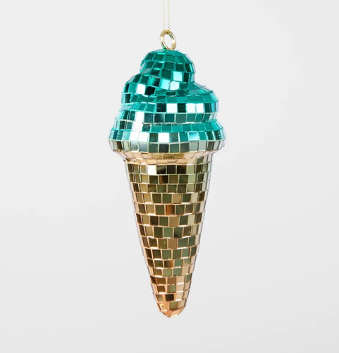 Disco Ice Cream Cone Decoration Blue