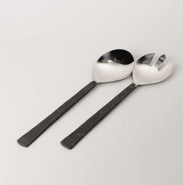 Salad Server - Flat Handle Burnished