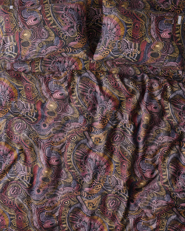 Linen Fitted Sheet - Tjala Tjukurpa