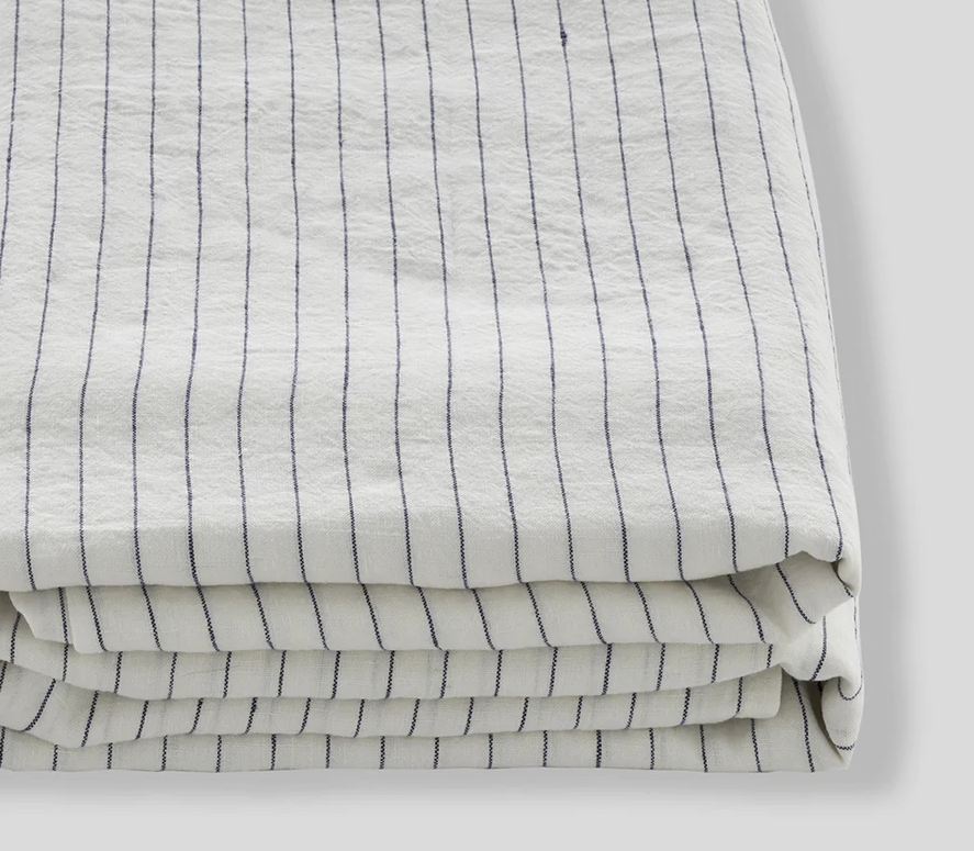 Fitted Sheet - Navy Pinstripe