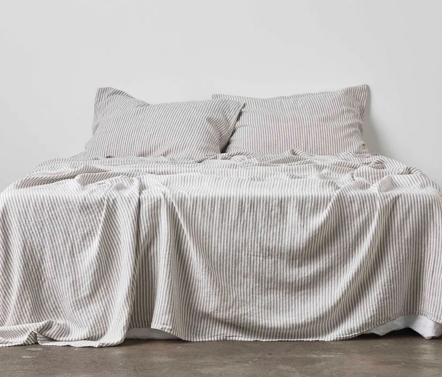 Flat Sheet - Grey & White Stripe