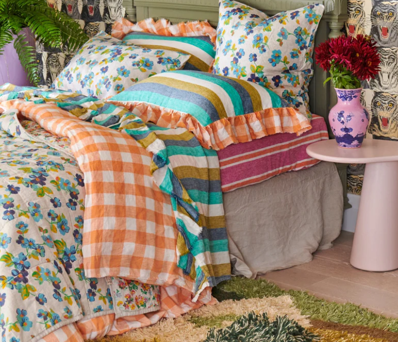 Flat Sheet - Lagoon Stripe Ruffle