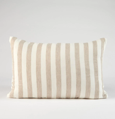 Santi Cushion - White With Natural Stripe
