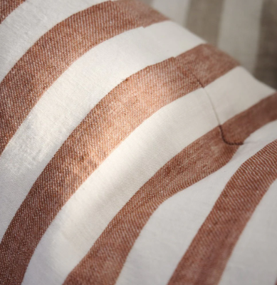 Santi Cushion - White With Nutmeg Stripe