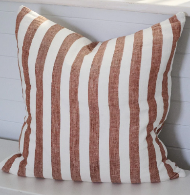 Santi Cushion - White With Nutmeg Stripe