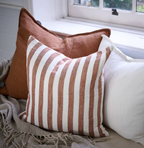Santi Cushion - White With Nutmeg Stripe