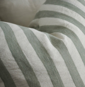 Santi Linen Cushion - White & Pistachio Stripe
