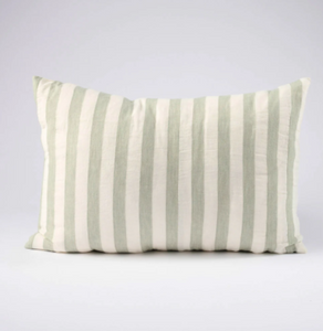 Santi Linen Cushion - White & Pistachio Stripe