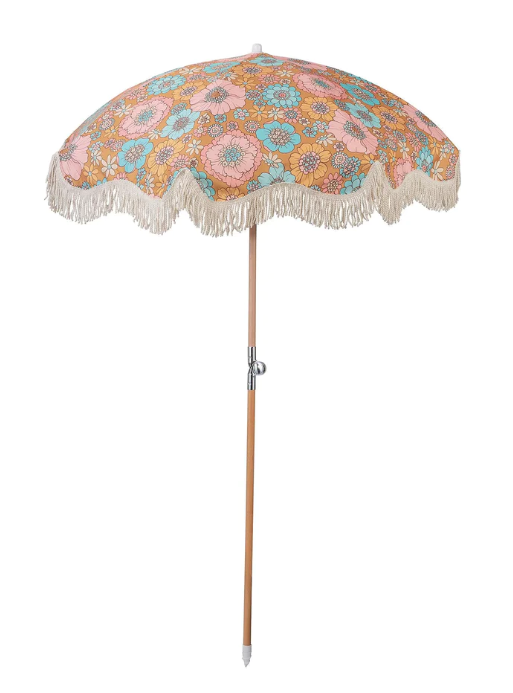 Retro Aqua Floral Umbrella